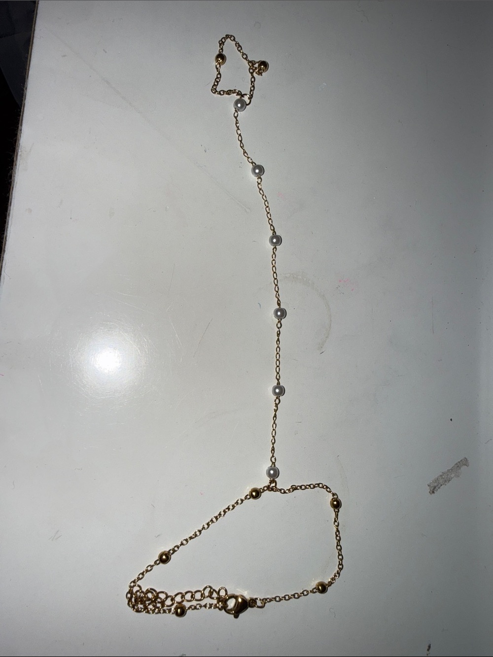 Delicate Gold Pearl Station Bracelet - Women Jewelry